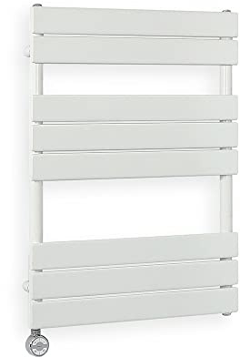 Milano Lustro 600W White Flat Panel Electric Heated Towel Rail Thermostatic - 825mm x 600mm