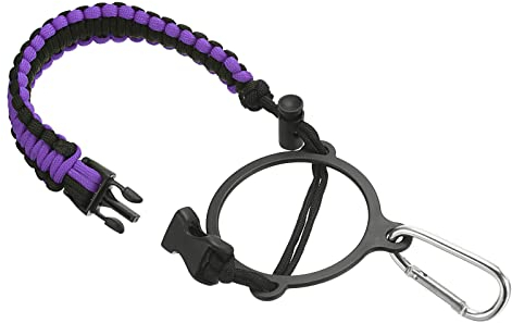 PATIKIL Water Bottle Holder, Paracord Handle Carrying Lanyard Strap Carrier with Ring for 12oz to 64oz Wide Mouth Bottles, Purple, Black