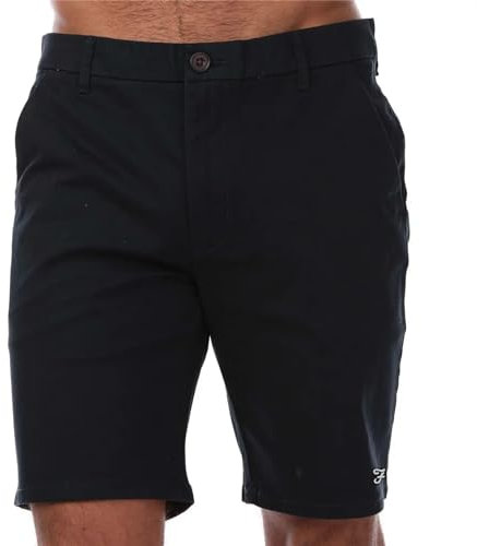 Farah Men's Stretch Chino Shorts Regular Fit Twill Shorts with Side & Button-Fastening Back Pockets Navy