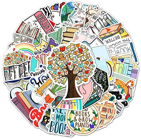 Read Stickers - 50 PCS, Gift for Kids & Adults, Waterproof, Vinyl for Scrapbook, Skateboard, Bike, Phone & Dairy