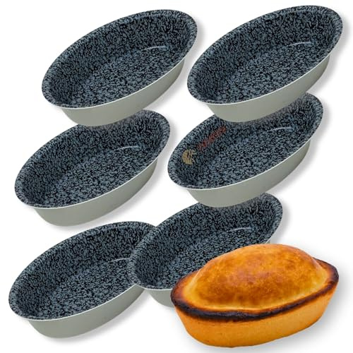 NAMAI 6 Stampi per Pasticciotti Leccesi, Formine per Pasticciotti Leccesi, Materiale in Alluminio, Rivestimento Antiaderente, Effetto Pietra Made in Italy 10,5 cm x 7cm, Adatti in Friggitrice ad Aria