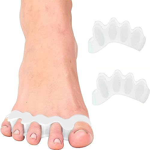 Zehenspreizer Silikon, Zehentrenner, Korrektur für alle Zehen, 2 Stück Silikon Zehentrenner für Pediküre Zehenkorrektur Hallux Valgus, Fußzehen Spreizer, Universalgröße für Damen und Herren(Weiss)