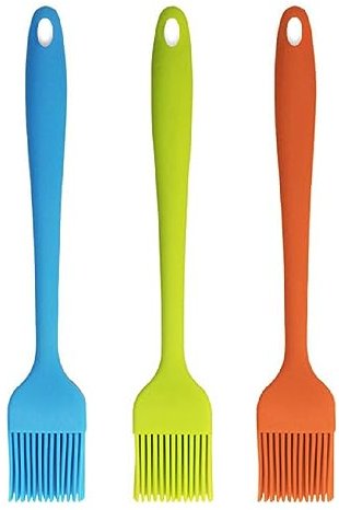 3 Piezas Cepillos Repostería Silicona Resistentes Calor Para Hornear Alimentos Cocina Parrilla Frutas Cocinar Hornear Fácil Limpiar (Azul, Naranja, Verde)