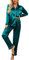 Ekouaer Ensemble de Pyjama Femme 2 Pièces Pyjama en Satiné De Soie avec Poche Manche Longue Classique Vêtements de Nuit