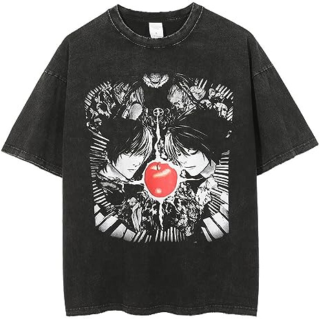 Zhongkaihua Death Note T Shirt Men Women Print Anime Manga Characters Light Yagami/Misa Amane Death Note Top Cosplay Clothes Hip Hop Retro Sport Casual Tshirt for Adults Unisex