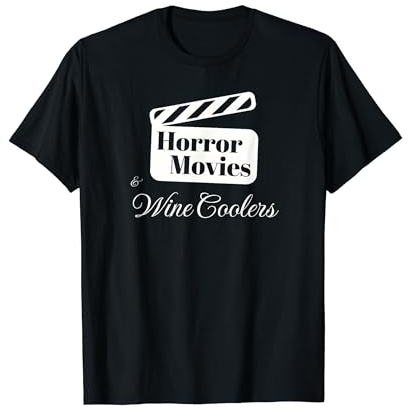 Horror Movies & Wine Coolers | halloween fan glass bottle T-Shirt
