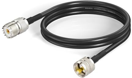 Yuslao CB Coax Cable 3ft RG8X Coaxial Cable PL259 Male to SO239 Female Jumper Cable for Ham CB Radio SWR Meter Duplexer Tuner Dummy Load Switch Monitor etc.