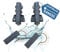 LICHTBLAU Motorkohlen Set 639025 00639025 passend Bosch Siemens Constructa Waschmaschine Kohlebürste Kohlestift 2x mit Halter 6,3mm AMP Farbpunkt: Blau + 2x ohne Halter 4,8mm AMP