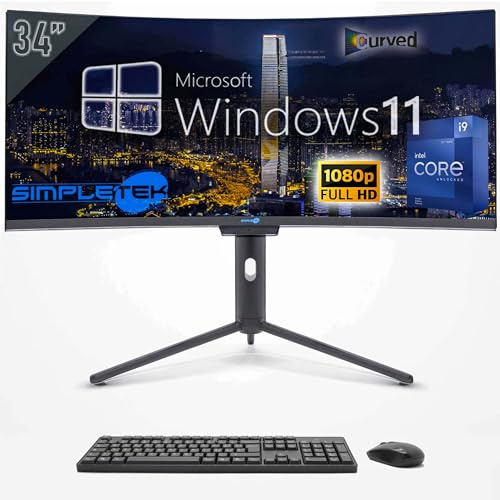 SIMPLETEK - All in one PC 34 Curvo FHD | i9 12. Generation | Windows 11 Pro | 8GB RAM | 240GB SSD | Integrierte Webcam 5MP | WiFi6 und BT 5.2