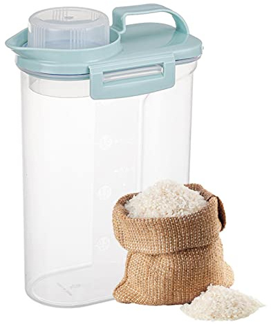 Contenedor De Almacenamiento De Cereales | Recipientes Alimentos De Cocina | Contenedor De Arroz Con Taza Medidora | Cajas De Almacenamiento Sin BPA Para Cereales, Arroz, Avena, Harina, Soja, Grano
