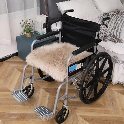 vanenferse Lammfell Rollstuhlauflage, Hochwollig Stuhlkissen Rollstuhlauflage, Bequemes Komfort Weiches Stuhl Stuhlkissen Rollstuhlauflage Katzenbett Stuhlauflage