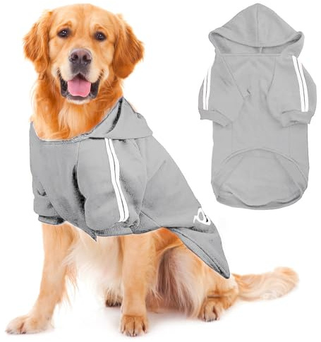 Voarge Manteau à Capuche Chaud pour Chien - Vêtement d'Hiver à Boutons pour Grand Chien - Pull de Grande Taille (Gris, 6XL)