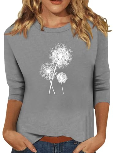 SCBFDI Elegante Blusen Damenblusen 3/4 Arm Rot 3/4 Arm Shirt Bluse Bunt Damen Schwarzes Longshirt Damen Top mit Reissverschluss Vorne Bluse Schwarz Weiß Damen Oversize Bluse 3/4 Grau 4XL