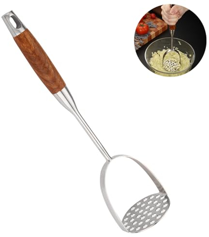 Presse Purée en Acier Inoxydable,Presse Purée Manuel,Presse Purée pour Aliments pour Bébés,Presse purée multifonctionnel avec manche en bois,Convient pour les légumes,fruits
