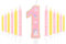mciskin Pink 1st Birthday Candle,Girl 1st Birthday Decorations,Number 1 Candle for Cake,Party Candles,Pink Candles Yellow Cake Topper for Girls Birthday Party Decorations,Baby Showers Suppplies