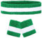 3-Set Schweißbänder Stirnband Armbänder Retro neon 80er 90er Outfit Sport Karneval Accessoires (Grün Weiß Grün)