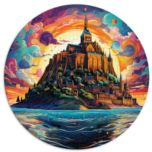 1000-teiliges Puzzlespiel, runde Puzzles der Abtei Mont Saint Michel, für Erwachsene und Kinder ab 12 Jahren. Papppuzzle, anspruchsvolles Spiel. Größe: 67,5 x 67,5 cm