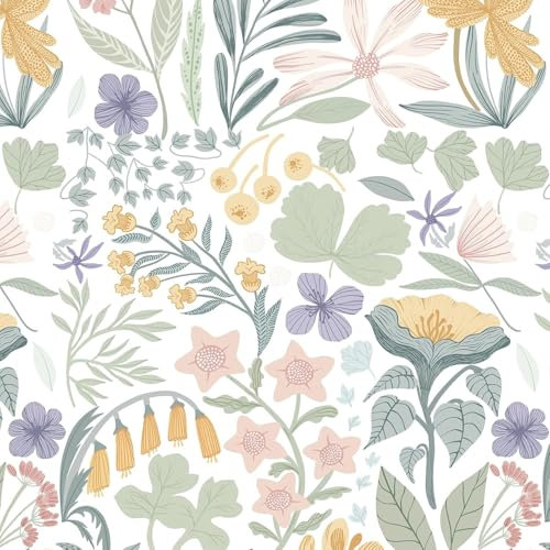 CiCiwind Self Adhesive Wallpaper Floral Contact Paper 41CM×5M Thicken Peel and Stick Wallpaper Colorful Botanical Sticky Back Plastic Waterproof Stick on Wallpaper Removable Wall Film