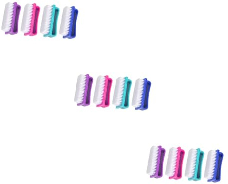 HAPINARY 12pcs Nail Art Brush Fingernail Cleaning Tool for Polish Gel Remover Portable Manicure Brush Gadget for Women Random Color