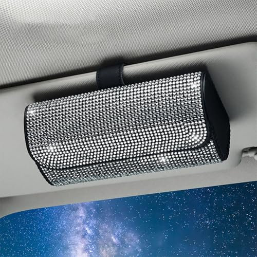 SRTMIRJJ Auto Brillenetui Sonnenblende für Jaguar S Type 2002-2007, Auto Sonnenbrillenhalter Leder, Universal Kristall Brillen Aufbewahrungsbox,K