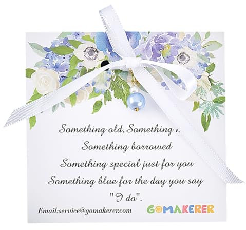 GOMAKERER Qualcosa di Blu Come Regalo per La Futura Sposa, Ciondolo Bouquet Something Blue Regalo di Nozze Blu con Una Carta Regalo Da Mamma Papà Sorella Amici