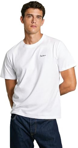 Pepe Jeans Herren Contrast Connor T-Shirt, Weiß (Weiß), L