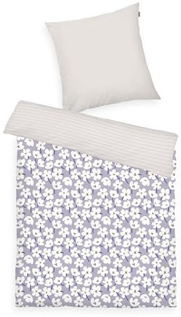 TOM TAILOR Renforcé-Bettwäsche, 80x80 + 135x200 cm, 100% Baumwolle/Renforcé, mit Wendemotiv und farbigem Reißverschluss, FRESH FLOWERS Lila, Weiß (Soft Lilac & Off White)