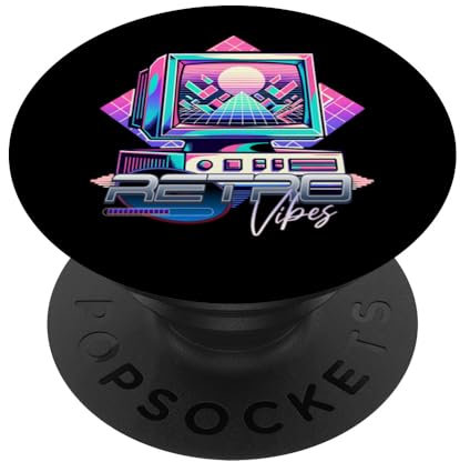 Vibes Retro CRT TV 80er Jahre Stil Synthwave PopSockets Klebender PopGrip