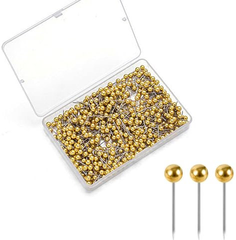 200 Stück Reißzwecken für Karte, Metall, Weltkarte, Rundkopf, Korktafel, Pressnägel, Haltenadeln für Pinnwand, Bild, Foto, Zuhause, Büro, Schule, DIY Handwerk (Gold)