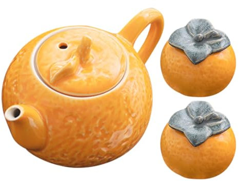 SECFOU 1set Ceramic Teapot Set Orange Shaped Teakettle Tea Storage Jars for Brewing Loose Leaf Tea for Small Gatherings and Lovers