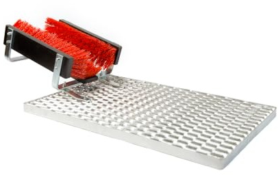 Schuhabstreifer Außenbereich mit 3 Bürsten – Robuster Fußabtreter aus Stahl, Schuhreiniger für Starke Verschmutzungen, rutschfest, ohne Bohren, ideal für Baustelle, Werkstatt & Eingang