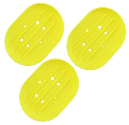 Warmhm 3 pezzi Portasapone Silicone per Antiruggine Colore Giallo per Bagno Drenaggio per Asciutto e