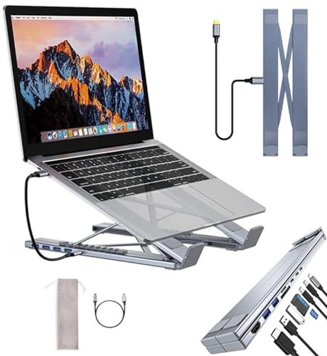 8-in-1 USB-C Laptop Stand - Universal Laptop Stand Docking Station, Adjustable Portable Laptopdocking Stationstand with 4k HDMI, 2 USB 3.0, Pd 100w (8 in 1)