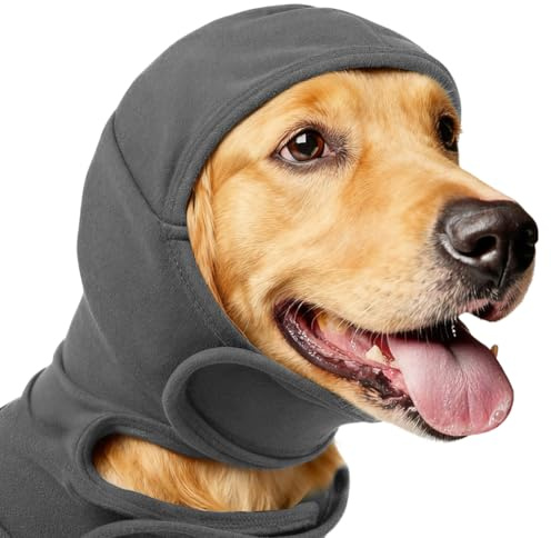 Ohrenschützer Hund, Gehörschutz Hund, Lärmschutz, Ängste und Sorgen Zerstreuen, Hals- und Ohrenwärmer (Grau, S)