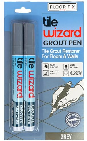 Tile Wizard Grout Pen - Tile Grout Paint Marker (Grey, 2 Pack)
