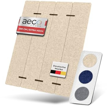Aeco Sound® Raumtrenner & Sichtschutz - aus Akustikfilz - 2m hoch x 1,60m | Raumteiler, Paravent, Trennwand - mit Schalldämmung - 4-teilig & faltbar - 200cm x 160cm - Filz (Beige)