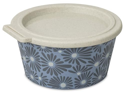 Koziol MOVE & BLOMSTER BOX | Frischhaltedose mit Deckel, bruchfest, auslaufsicher | biozirkulärer Kunststoff, spülmaschinen- und gefriergeeignet, melaminfrei (nature flower blue BLOMSTER, 700 ml)