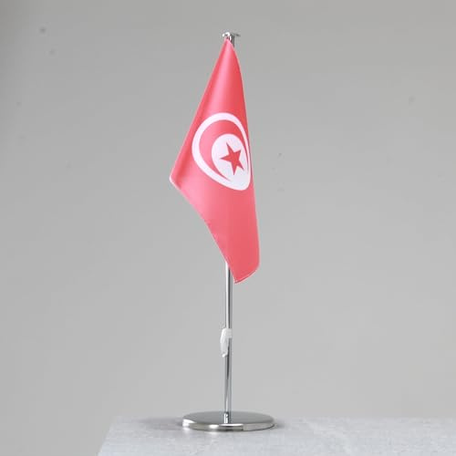 Drapeau de table Tunisie - Drapeau national représentatif pour l'intérieur - Bois - 42 cm