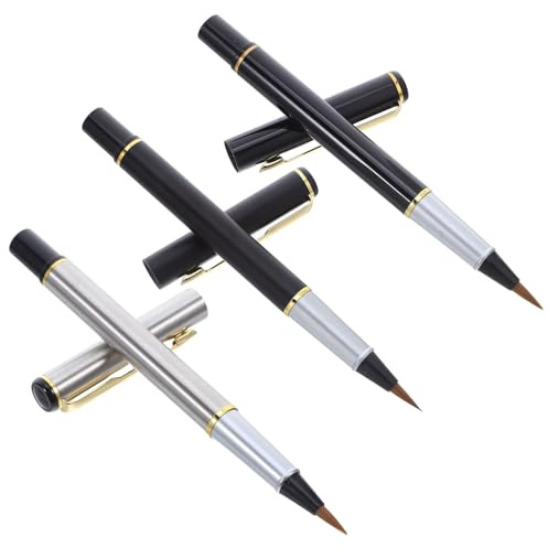 WRITWAA Refillable Brush Pens with Fine Tips and Stainless Steel Nibs 3pcs Portable Fountain Pen Set for Japanese Chinese Art, Suitable for Collecting and Work