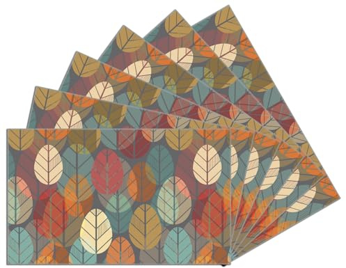 Wallario 6er Set Frühstücksbrettchen aus Glas, Glasunterlage, Glasbrettchen Bunte Blätter in Herbstlaune, Größe 14 x 23 cm, Sicherheitsglas