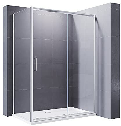 ELEGANT 1200 x 760 mm Sliding Shower Enclosure 8mm Easy Clean Glass Shower Cubicle Door + Side Panel