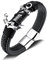 Aruie - Bracciale in corda attorcigliata e cuoio, con chiusura in acciaio Inox e ciondolo a forma di ancora, motivo nautico/marittimo, stile classico/tribale, idea regalo per uomo