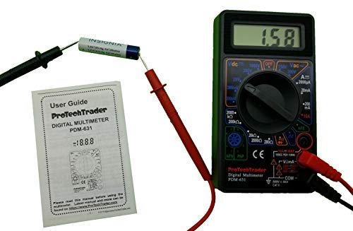 ProTechTrader Multimetro digitale di base con 7 funzioni di test AC DC Resistenza alla tensione Transistor di corrente Diodo Buzzer di continuità acustico e uscita onda quadra