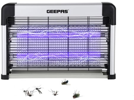 GEEPAS Electric Bug Killer UV Light Fly Zapper 80ft Coverage 16W | Chemical-Free Pest Control, Removable Washable Tray, Bug Catcher, Indoor Use, Insect Killer for Mosquitoes, Moths & Flies