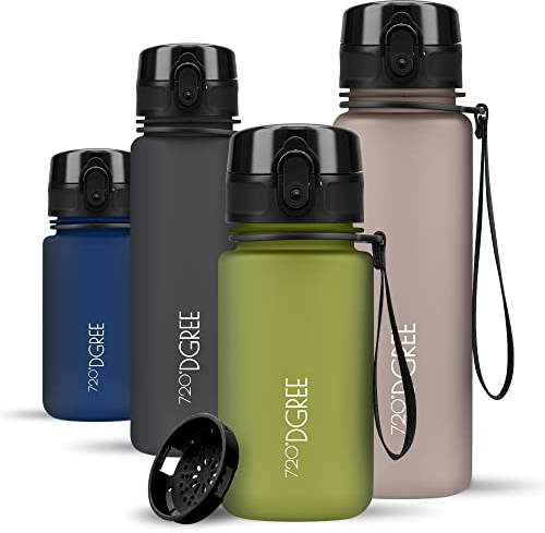 720°DGREE Botella Agua Niños 350ml “uberBottle“ - Tamiz-Fruta, softTouch - Sin BPA, Prueba de Fuga, Reutilizable - Cantimplora ligera - Water Bottle ideal para Escuela Infantil, Niña, Joven, de 3 Años