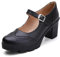 DADAWEN Women's Mid Block Heel Court Shoes Platform Mary Jane Pumps Dress Oxfords Shoe Black 1 UK