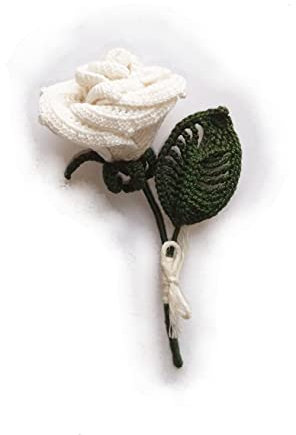 broche rose blanche au crochet, broche fleur