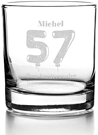 CADEAUX.COM - Verre Personnalisable - Verre à Whisky Tumbler 30cl - Ballons d'anniversaire - Idée Cadeau Personnalisé
