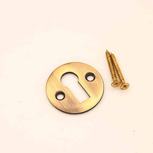 Victorian Standard Profile Open Key Hole Door Lock Plate Cover Escutcheon Lock Security Key Hole Cover in Various Finishes (Antique)