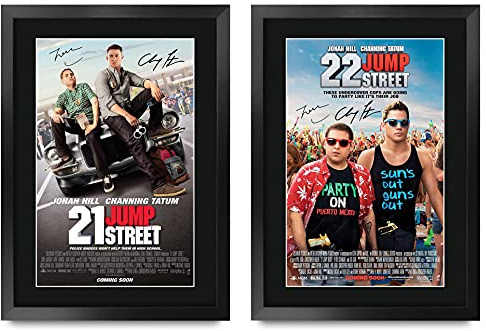HWC Trading FR A3 Jump Street Collection x 2 Jonah Hill, Channing Tatum Gifts gedrucktes Poster mit Autogramm für Film-Fans – A3 gerahmt